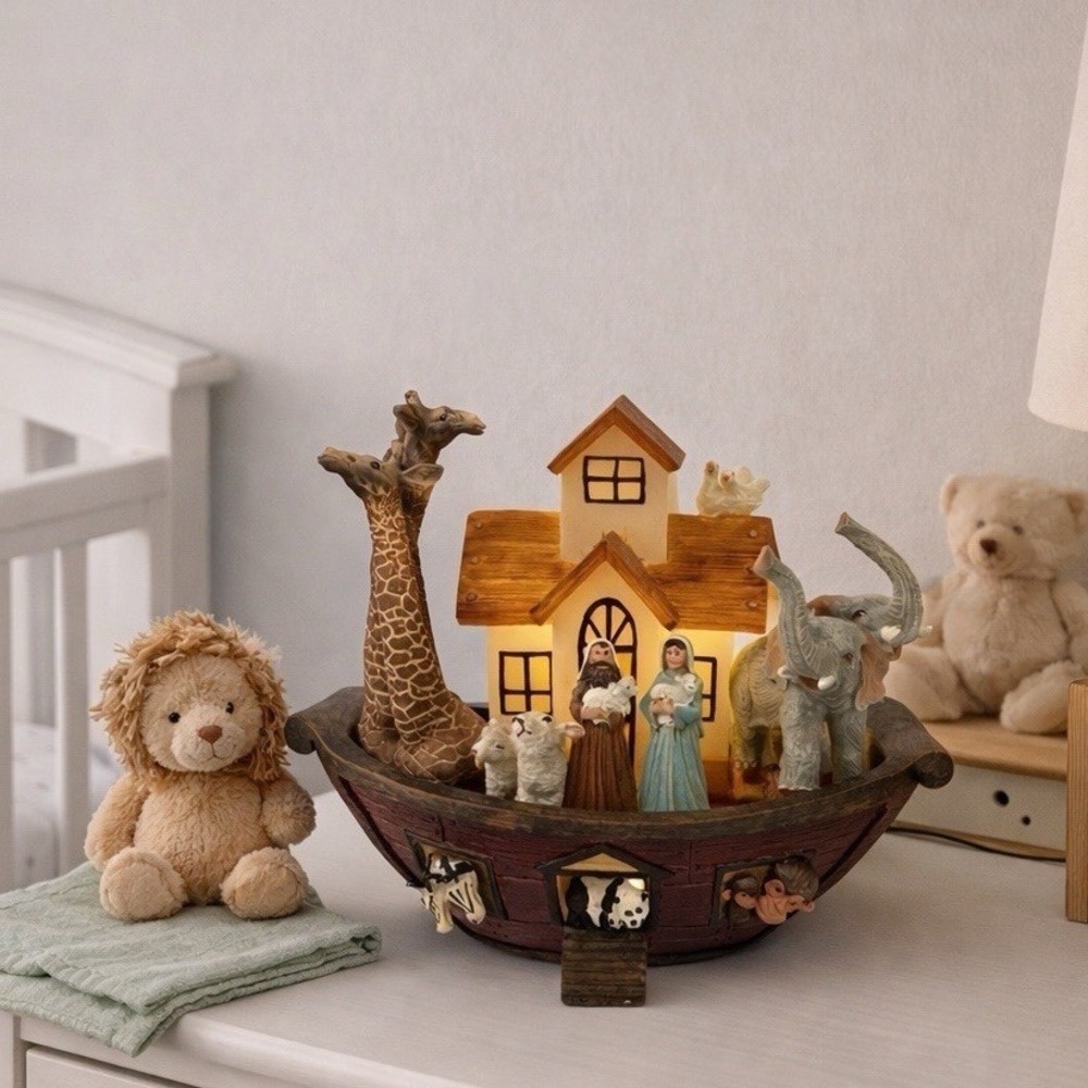Noah's Ark‎ Nursery Night Light Plug-in Biblical Animal Lamp Baby Room Decor